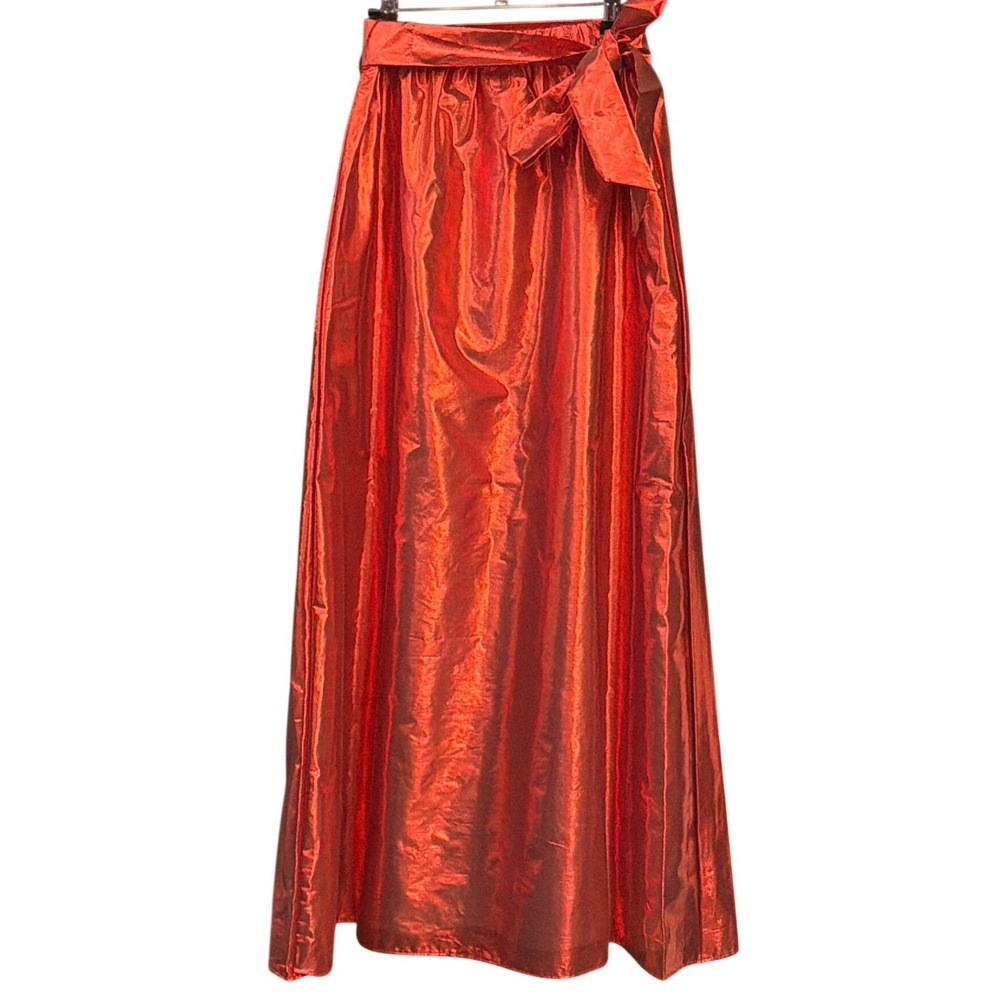 Vintage Tumbleweed Maxi Skirt Metallic Red Festive Glam Holiday Bow High Waist